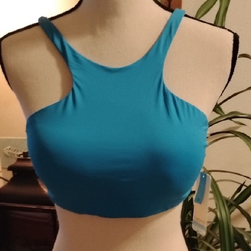 Blue Halter Neck Crop Top